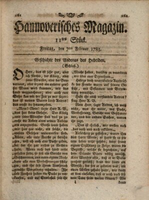 Hannoverisches Magazin (Hannoversche Anzeigen) Freitag 7. Februar 1783