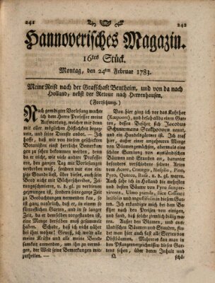 Hannoverisches Magazin (Hannoversche Anzeigen) Montag 24. Februar 1783