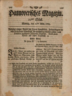 Hannoverisches Magazin (Hannoversche Anzeigen) Montag 10. März 1783