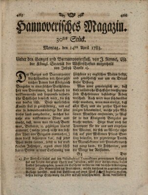 Hannoverisches Magazin (Hannoversche Anzeigen) Montag 14. April 1783