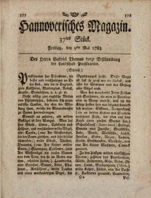 Hannoverisches Magazin (Hannoversche Anzeigen) Freitag 9. Mai 1783