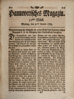 Hannoverisches Magazin (Hannoversche Anzeigen) Montag 30. Juni 1783