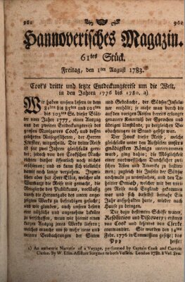 Hannoverisches Magazin (Hannoversche Anzeigen) Freitag 1. August 1783