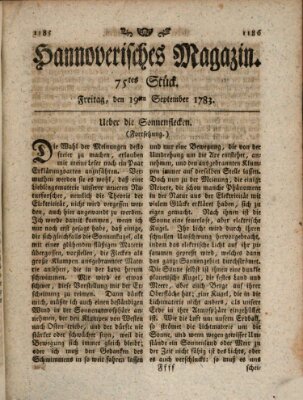 Hannoverisches Magazin (Hannoversche Anzeigen) Freitag 19. September 1783