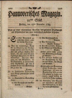 Hannoverisches Magazin (Hannoversche Anzeigen) Freitag 28. November 1783