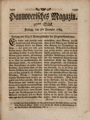 Hannoverisches Magazin (Hannoversche Anzeigen) Freitag 5. Dezember 1783