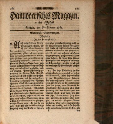 Hannoverisches Magazin (Hannoversche Anzeigen) Freitag 6. Februar 1784