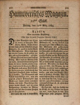 Hannoverisches Magazin (Hannoversche Anzeigen) Freitag 12. März 1784