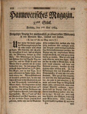 Hannoverisches Magazin (Hannoversche Anzeigen) Freitag 7. Mai 1784