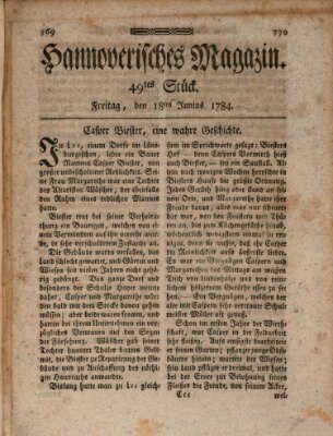 Hannoverisches Magazin (Hannoversche Anzeigen) Freitag 18. Juni 1784