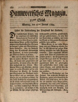 Hannoverisches Magazin (Hannoversche Anzeigen) Montag 21. Juni 1784