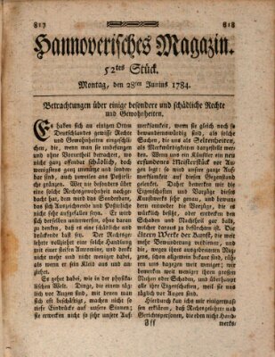 Hannoverisches Magazin (Hannoversche Anzeigen) Montag 28. Juni 1784