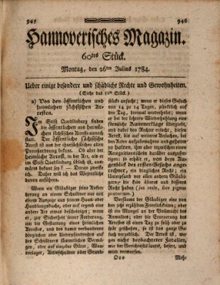 Hannoverisches Magazin (Hannoversche Anzeigen) Montag 26. Juli 1784