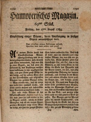 Hannoverisches Magazin (Hannoversche Anzeigen) Freitag 27. August 1784