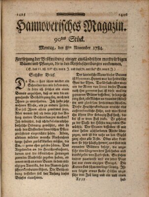 Hannoverisches Magazin (Hannoversche Anzeigen) Montag 8. November 1784