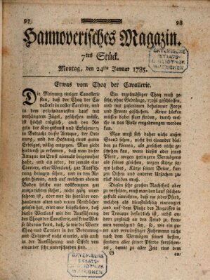 Hannoverisches Magazin (Hannoversche Anzeigen) Montag 24. Januar 1785