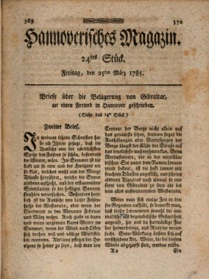 Hannoverisches Magazin (Hannoversche Anzeigen) Freitag 25. März 1785