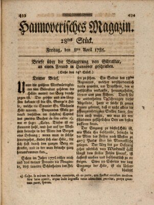 Hannoverisches Magazin (Hannoversche Anzeigen) Freitag 8. April 1785