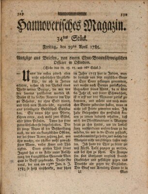 Hannoverisches Magazin (Hannoversche Anzeigen) Freitag 29. April 1785