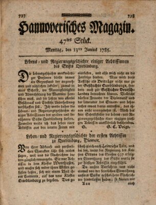 Hannoverisches Magazin (Hannoversche Anzeigen) Montag 13. Juni 1785