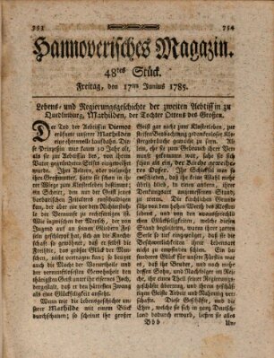 Hannoverisches Magazin (Hannoversche Anzeigen) Freitag 17. Juni 1785