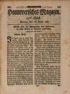 Hannoverisches Magazin (Hannoversche Anzeigen) Montag 11. Juli 1785