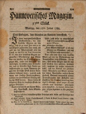 Hannoverisches Magazin (Hannoversche Anzeigen) Montag 18. Juli 1785