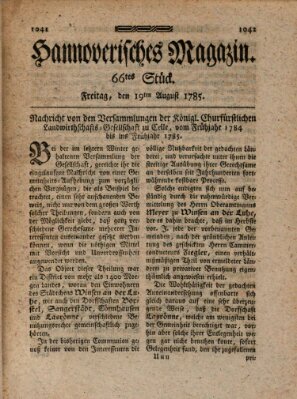 Hannoverisches Magazin (Hannoversche Anzeigen) Freitag 19. August 1785