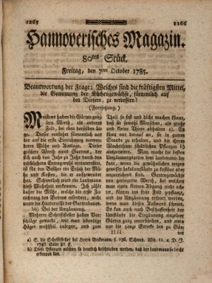 Hannoverisches Magazin (Hannoversche Anzeigen) Freitag 7. Oktober 1785