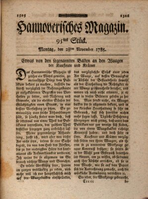 Hannoverisches Magazin (Hannoversche Anzeigen) Montag 28. November 1785