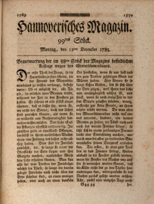 Hannoverisches Magazin (Hannoversche Anzeigen) Montag 12. Dezember 1785