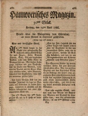 Hannoverisches Magazin (Hannoversche Anzeigen) Freitag 14. April 1786