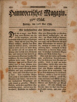 Hannoverisches Magazin (Hannoversche Anzeigen) Freitag 12. Mai 1786