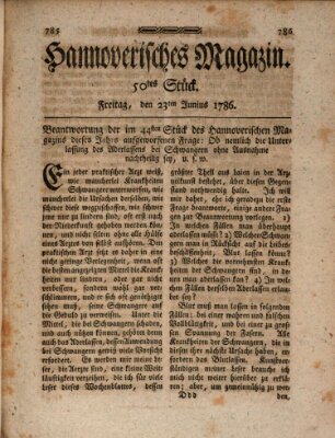 Hannoverisches Magazin (Hannoversche Anzeigen) Freitag 23. Juni 1786