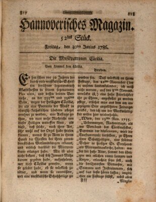 Hannoverisches Magazin (Hannoversche Anzeigen) Freitag 30. Juni 1786