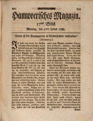 Hannoverisches Magazin (Hannoversche Anzeigen) Montag 17. Juli 1786