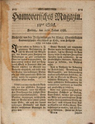 Hannoverisches Magazin (Hannoversche Anzeigen) Freitag 21. Juli 1786