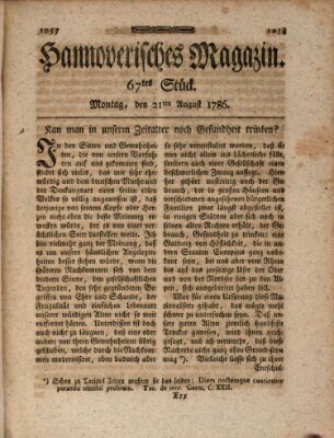 Hannoverisches Magazin (Hannoversche Anzeigen) Montag 21. August 1786