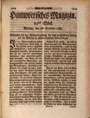 Hannoverisches Magazin (Hannoversche Anzeigen) Montag 6. November 1786