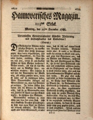 Hannoverisches Magazin (Hannoversche Anzeigen) Montag 25. Dezember 1786