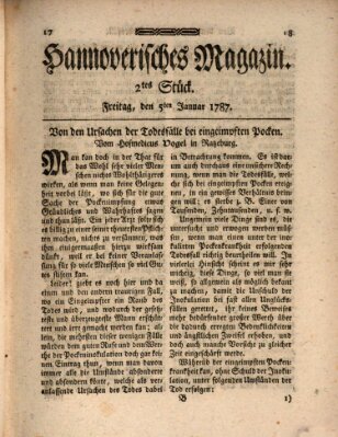 Hannoverisches Magazin (Hannoversche Anzeigen) Freitag 5. Januar 1787