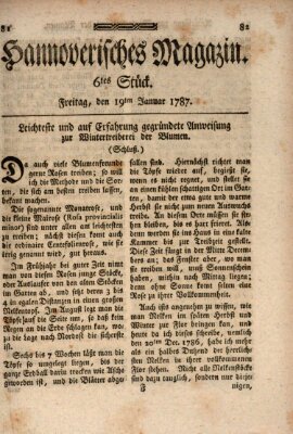 Hannoverisches Magazin (Hannoversche Anzeigen) Freitag 19. Januar 1787