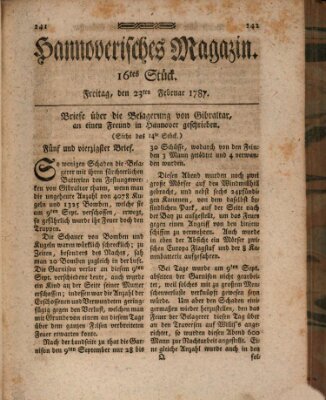 Hannoverisches Magazin (Hannoversche Anzeigen) Freitag 23. Februar 1787