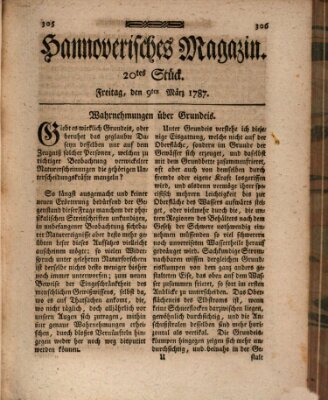 Hannoverisches Magazin (Hannoversche Anzeigen) Freitag 9. März 1787