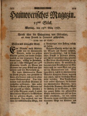 Hannoverisches Magazin (Hannoversche Anzeigen) Montag 19. März 1787