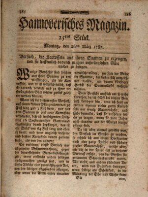 Hannoverisches Magazin (Hannoversche Anzeigen) Montag 26. März 1787