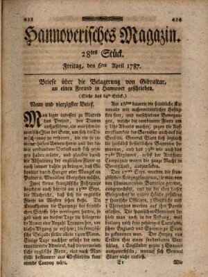 Hannoverisches Magazin (Hannoversche Anzeigen) Freitag 6. April 1787