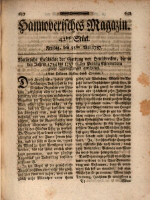Hannoverisches Magazin (Hannoversche Anzeigen) Freitag 25. Mai 1787