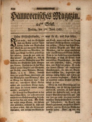 Hannoverisches Magazin (Hannoversche Anzeigen) Freitag 1. Juni 1787