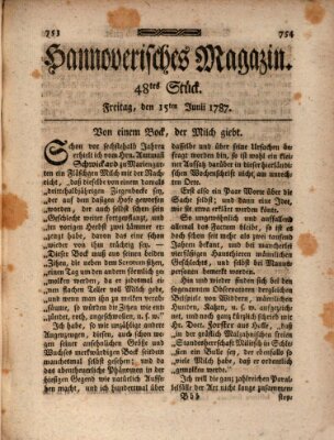 Hannoverisches Magazin (Hannoversche Anzeigen) Freitag 15. Juni 1787